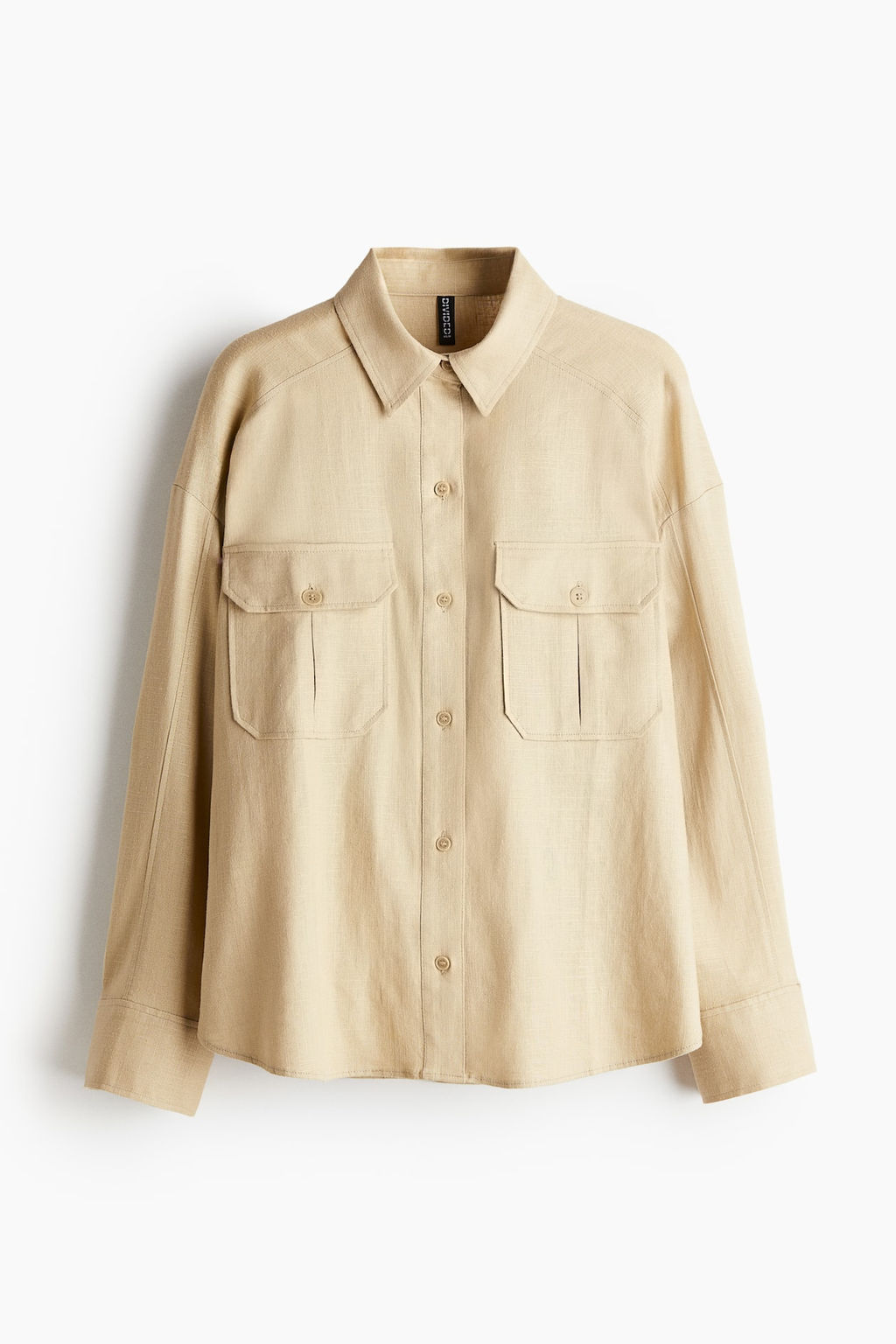 Camisa cargo oversize en mezcla de lino - H&m фото 6