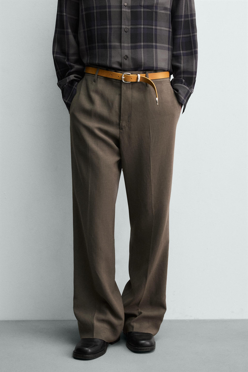 PANTAL?N REGULAR FIT TRAJE 100% LINO / Aceite - Zara фото 3