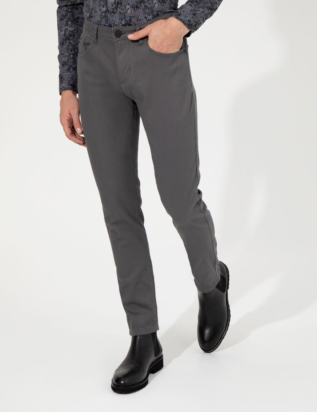Koyu Gri Slim Fit Kanvas Pantolon