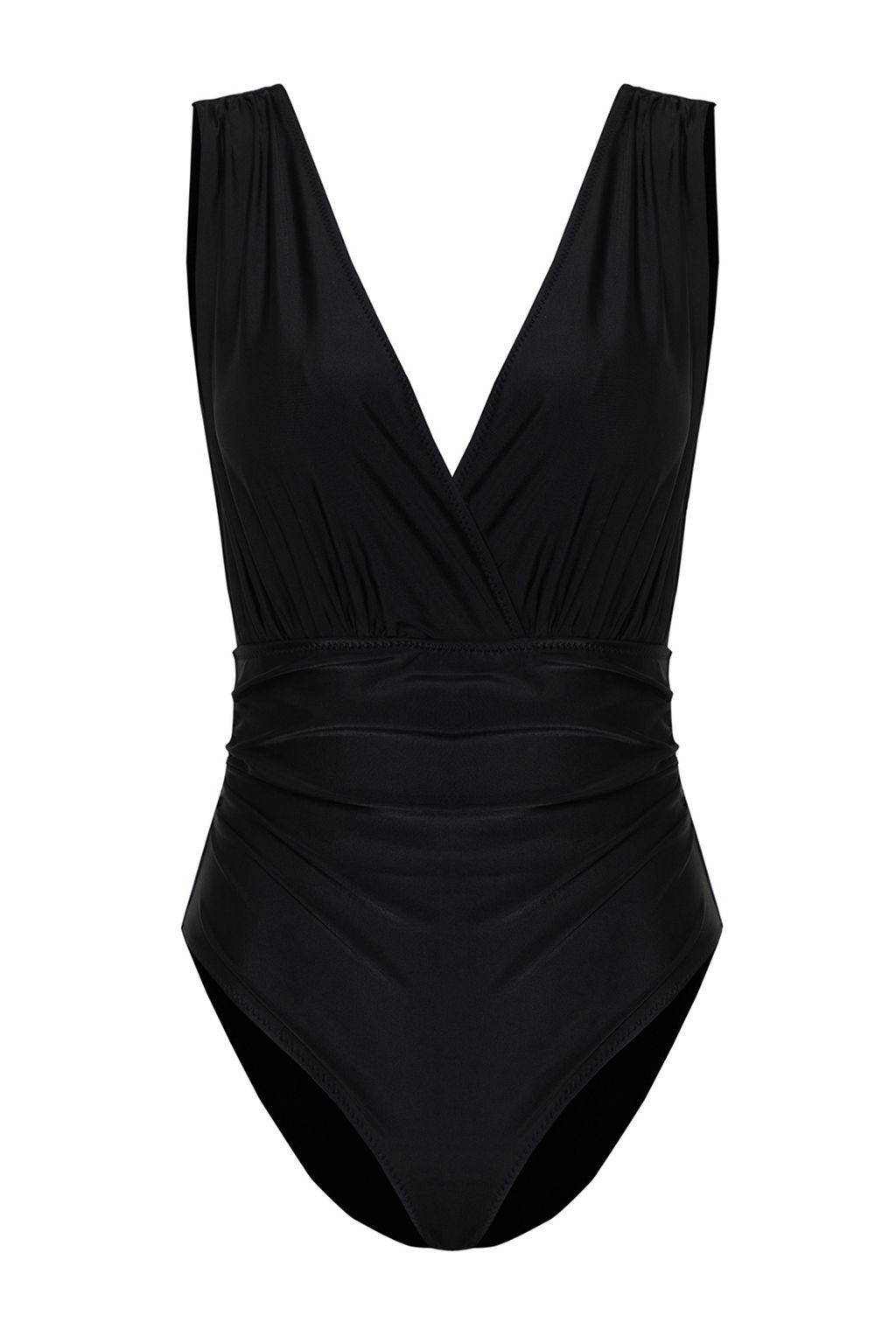 TRENDYOLMILLA Siyah Derin V Yaka Drapeli Regular Mayo TBESS24MA00144  фото 7