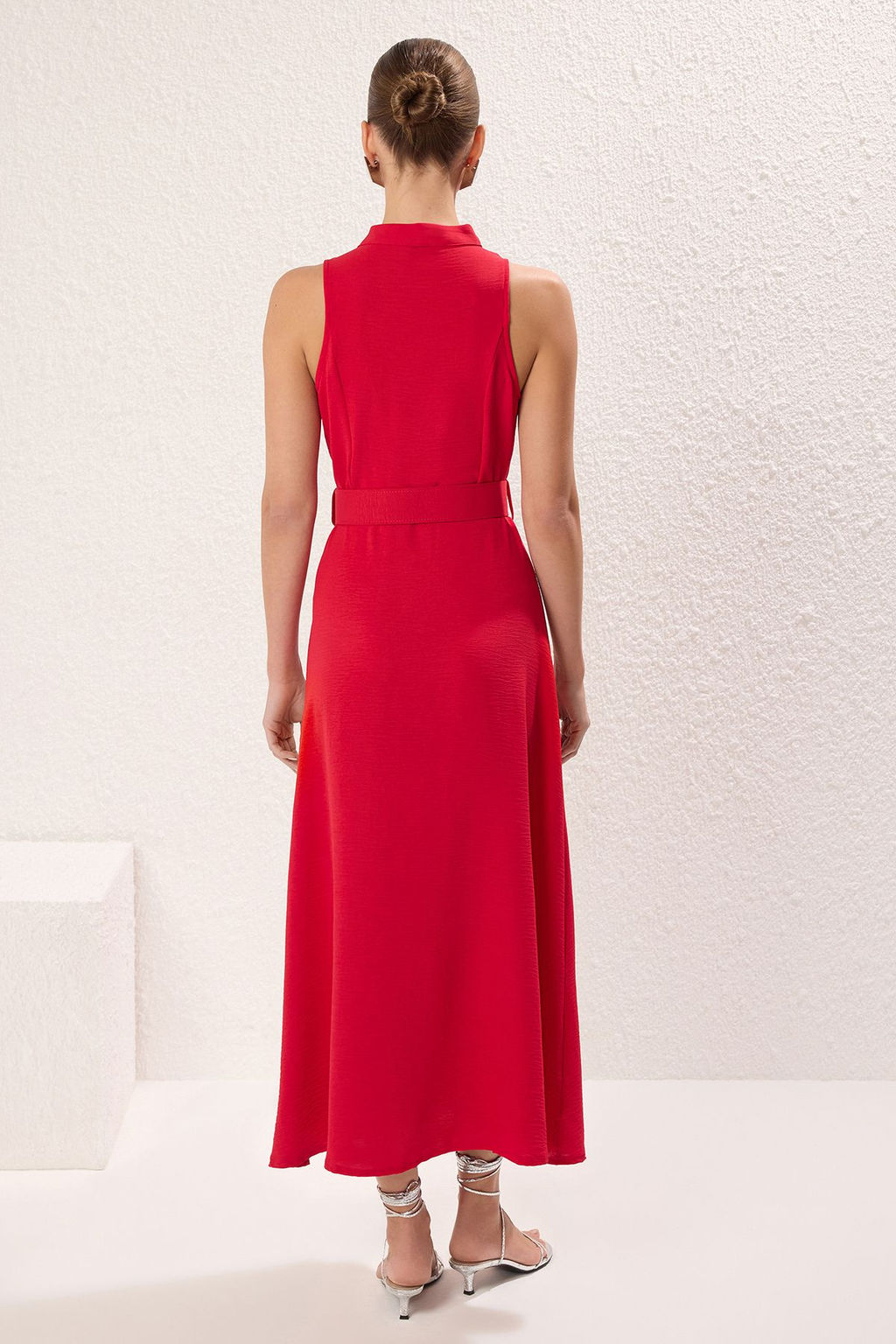 TRENDYOLMILLA Mint Kemerli Midi Dokuma Gomlek Elbise TWOSS23EL01628  фото 4