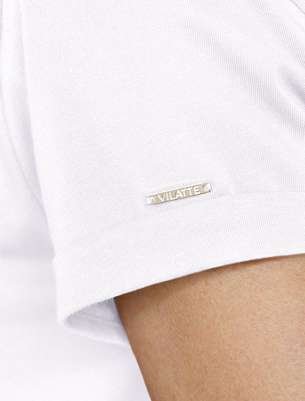 Футболка Vilatte с принтом хлопок с эластаном белая  фото 4