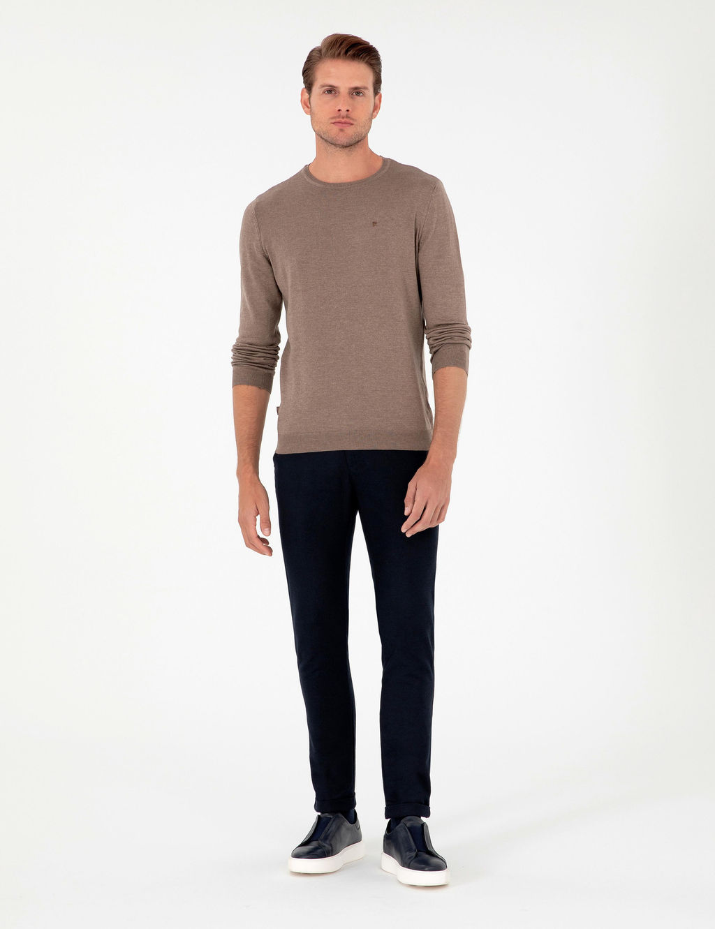 Vizon Melanj Slim Fit Bisiklet Yaka Basic Triko Kazak - Pierre cardin фото 4