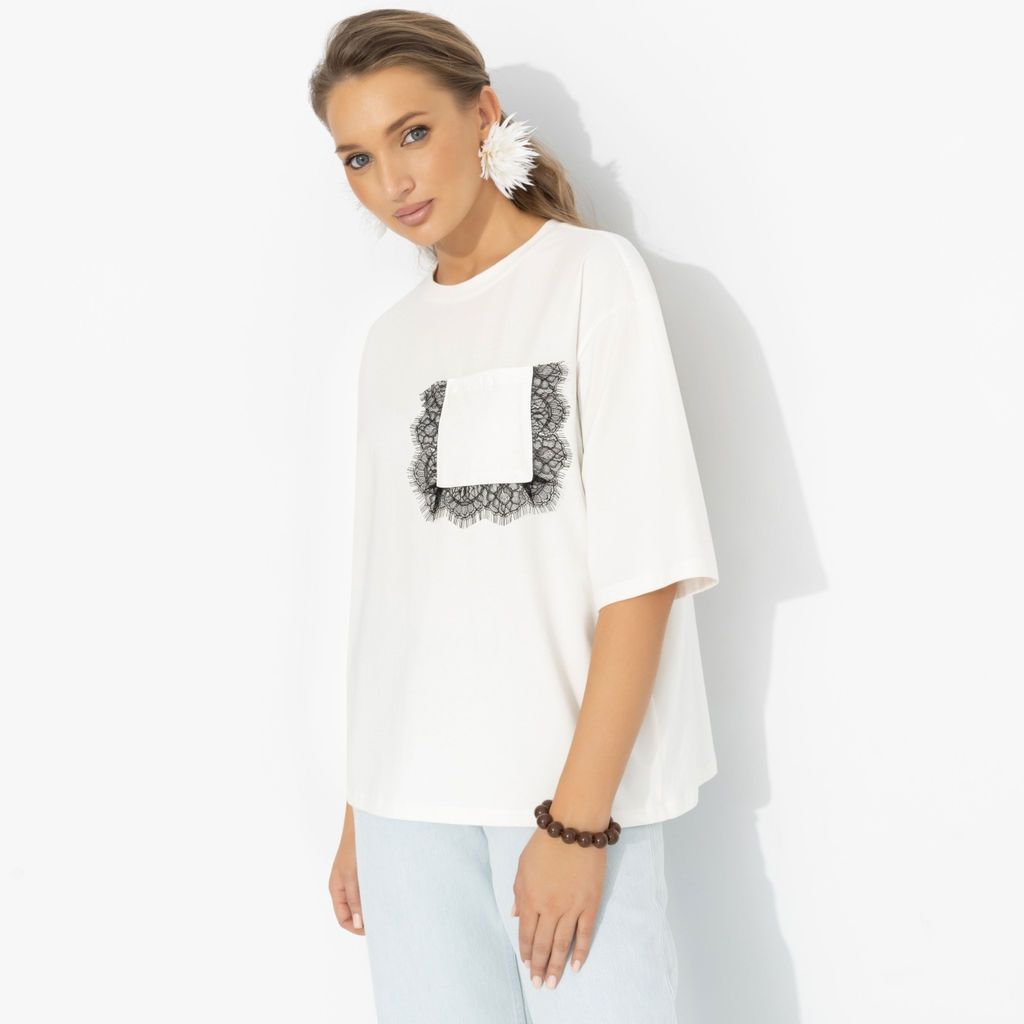 Футболка из мягкого хлопка, На стильной волне (белая) - Charutti фото 6