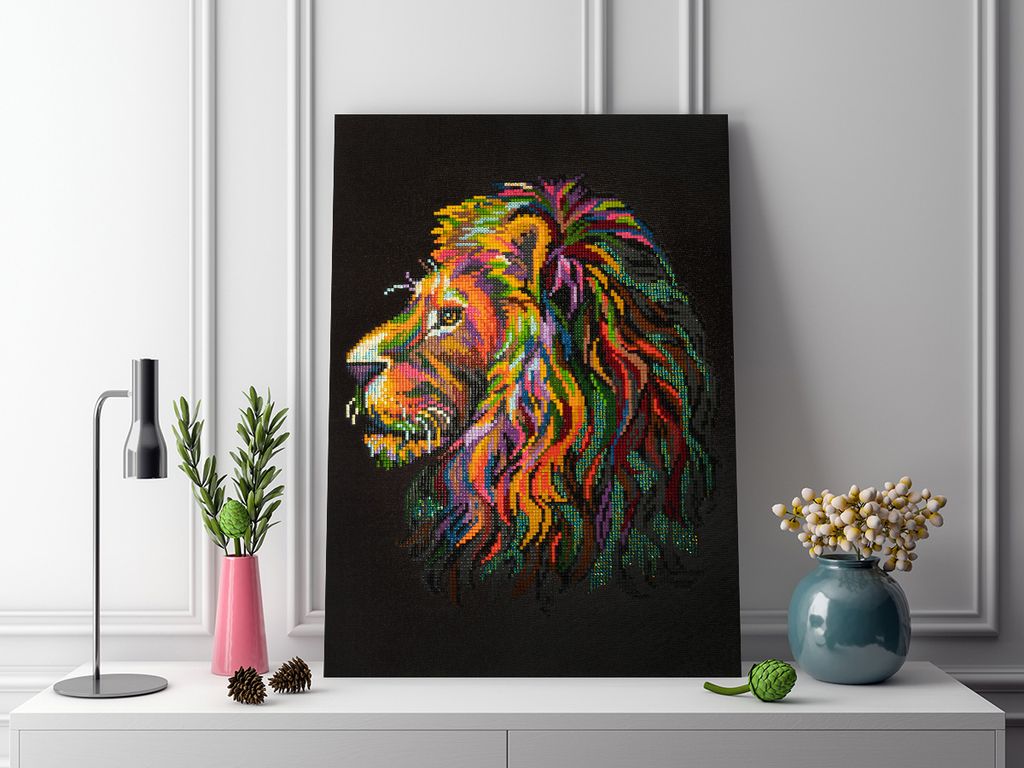 Кристальная (алмазная) мозаика ФРЕЯ ALPD-034 на подрамнике Царь зверей 30 х 40 см