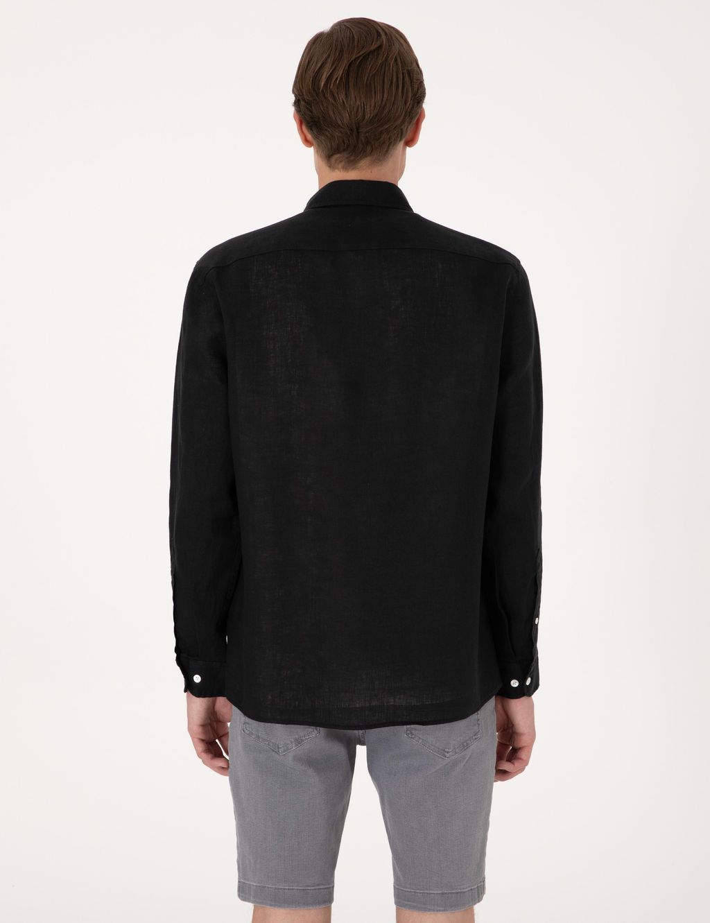 Siyah %100 Keten Regular Fit Uzunkollu G_mlek - Pierre cardin фото 12