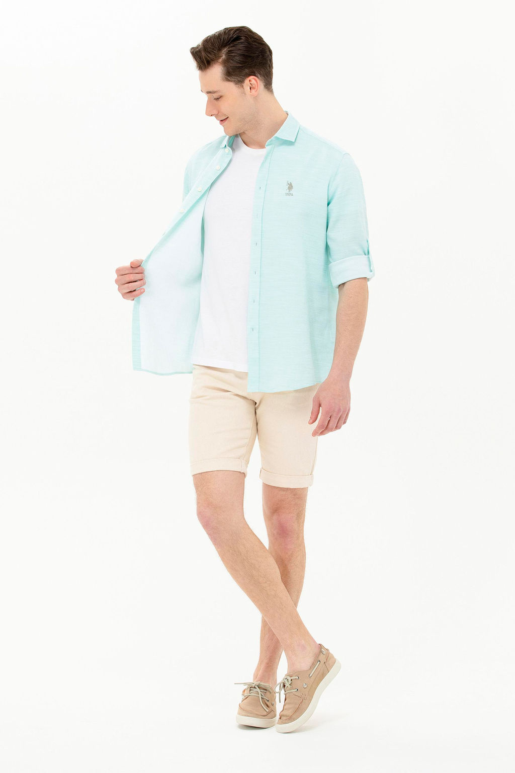 Мужская мятная рубашка с длинным рукавом - U.s. polo assn фото 3