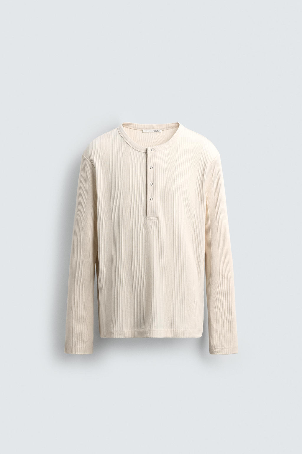 TEXTURED BUTTON-UP COLLAR T-SHIRT - Zara фото 7