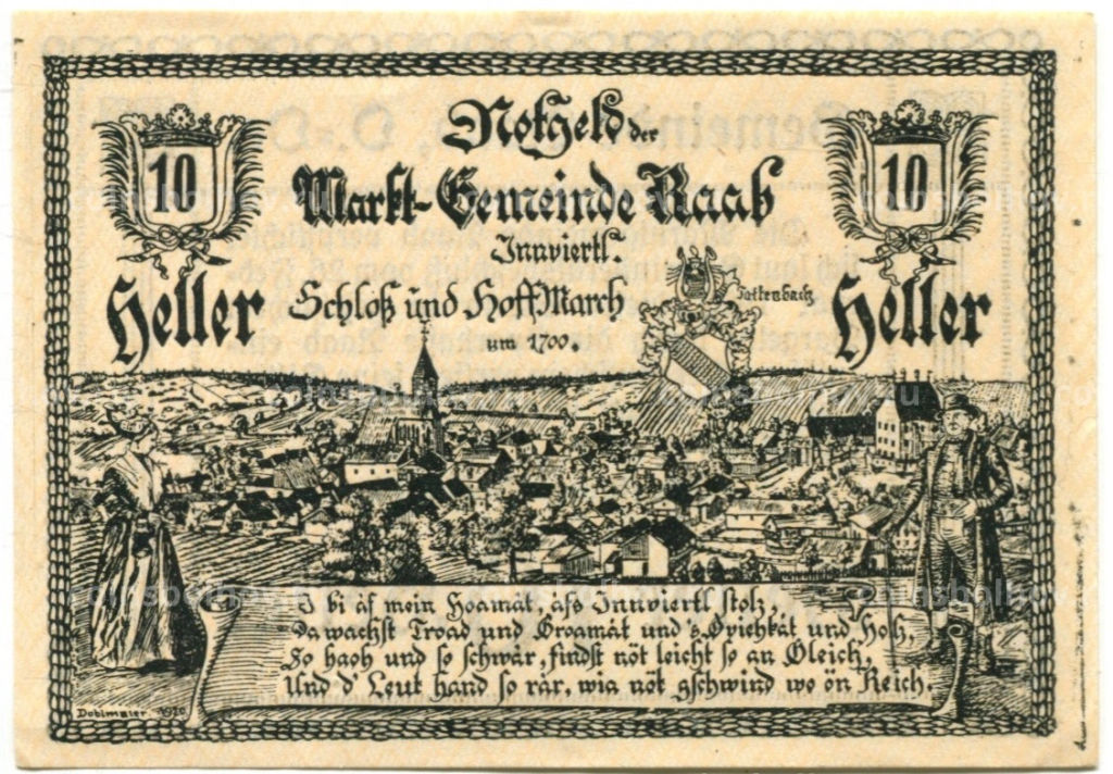10 геллеров 1920 года Австрия  Рааб (нотгельд)