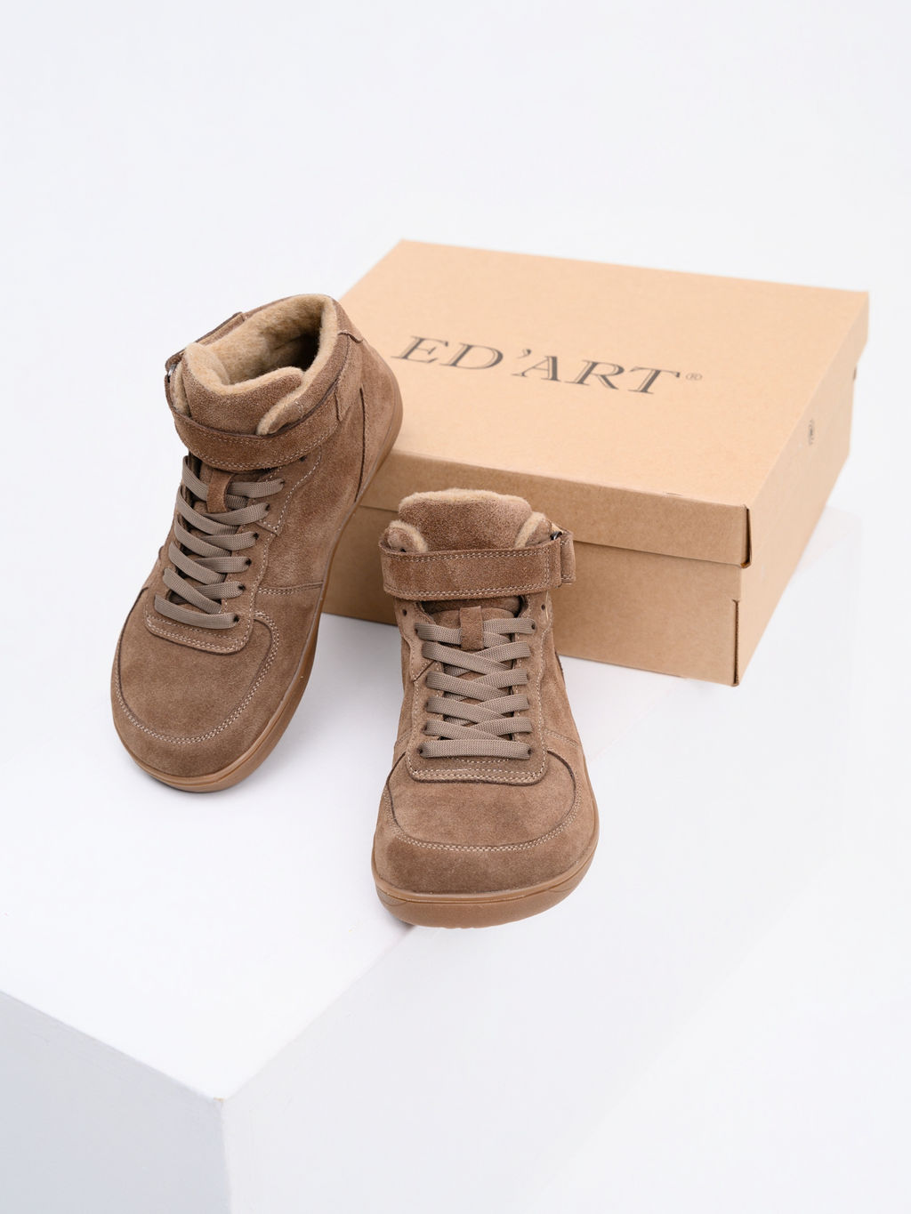 Кеды босоногие женские демисезонные 211.NATAbr.Серо-коричневая замша/Байка