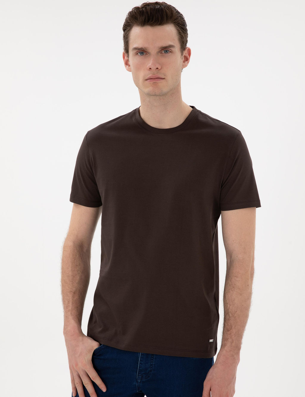 Kahverengi Slim Fit Merserize Basic Ti__rt - Pierre cardin фото 10