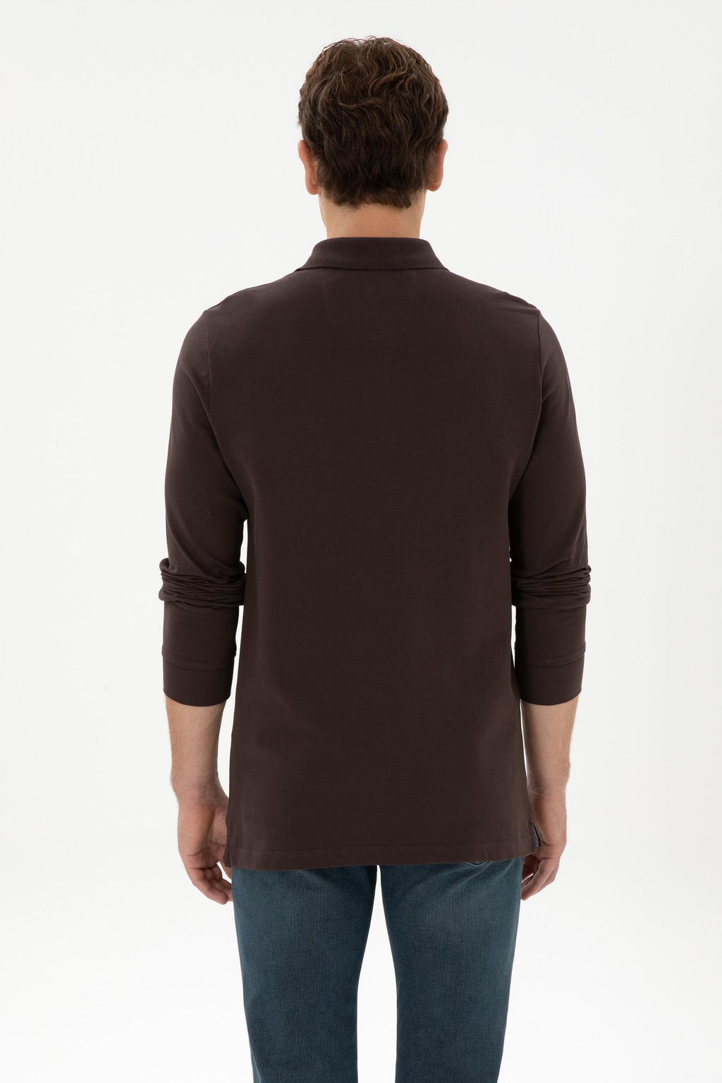 Erkek Koyu Kahverengi Basic Sweatshirt