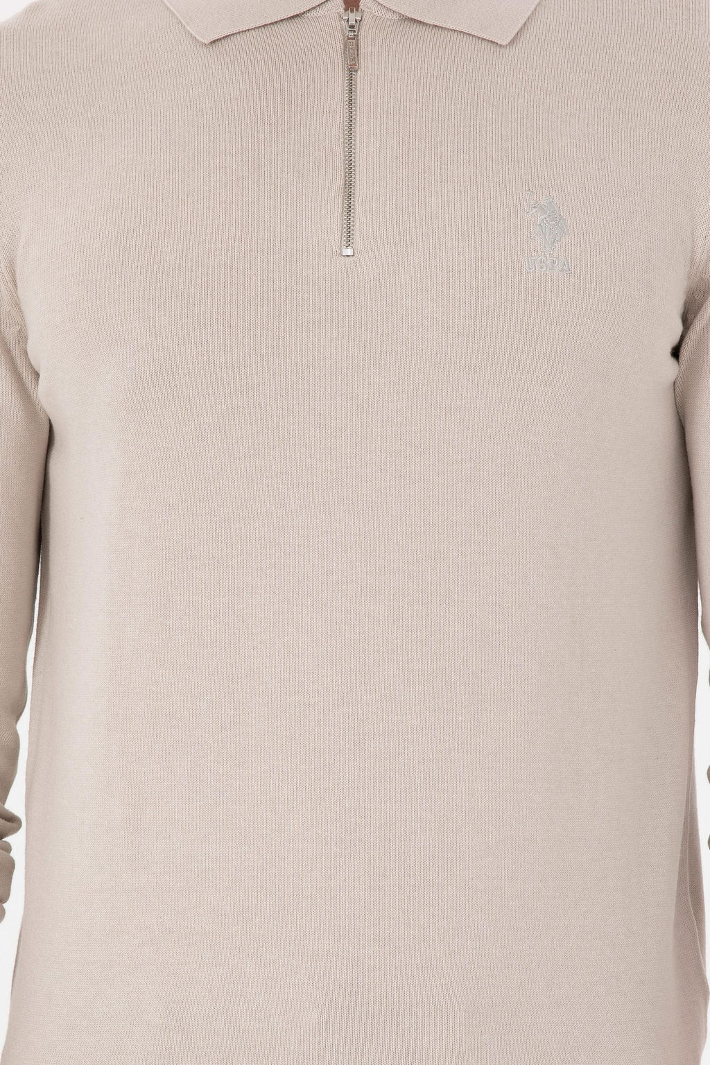 Erkek Slim Fit Yar_m Fermuarl_ Ta_ Melanj Basic Kazak - U.s. polo assn фото 6
