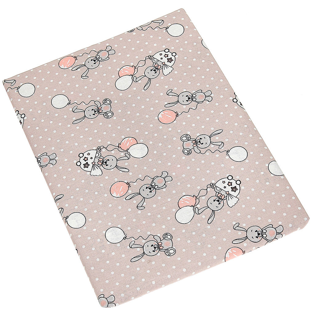Простыня ясельная 100х150см Зайчишки, бежевый, бязь 121г/м2, хлопок 100%, упаковка классическая ПВХ 28х41см, Домашняя мода (Россия)