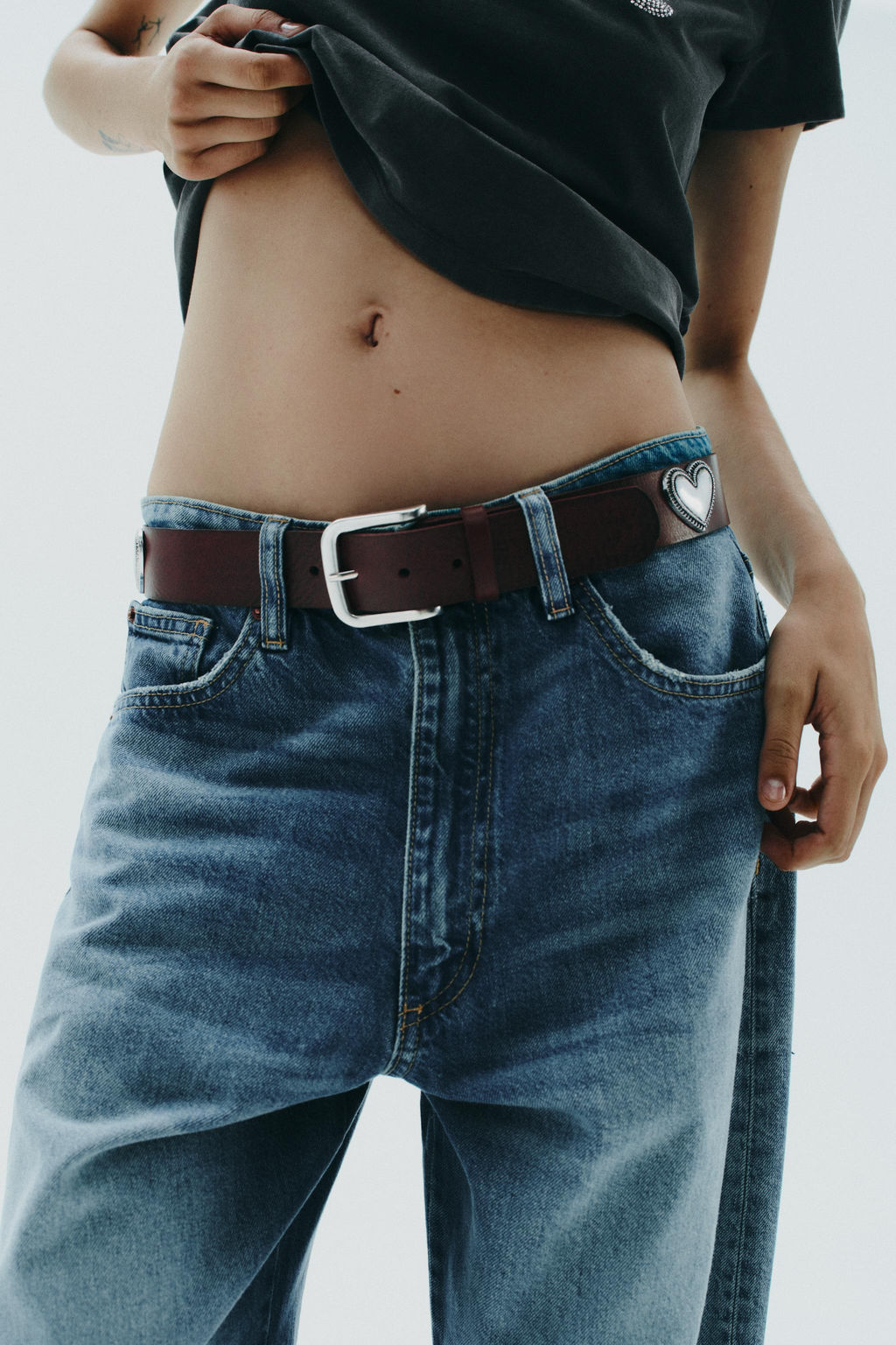 LEATHER HEART STUD BELT - Zara фото 2