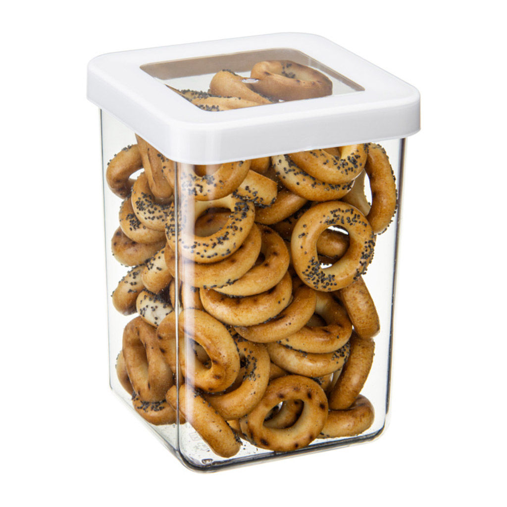 Банка для сыпучих продуктов пластмассовая Степ 1л, 10х10х14см, белый (Россия) - Домашняя Мода фото 3