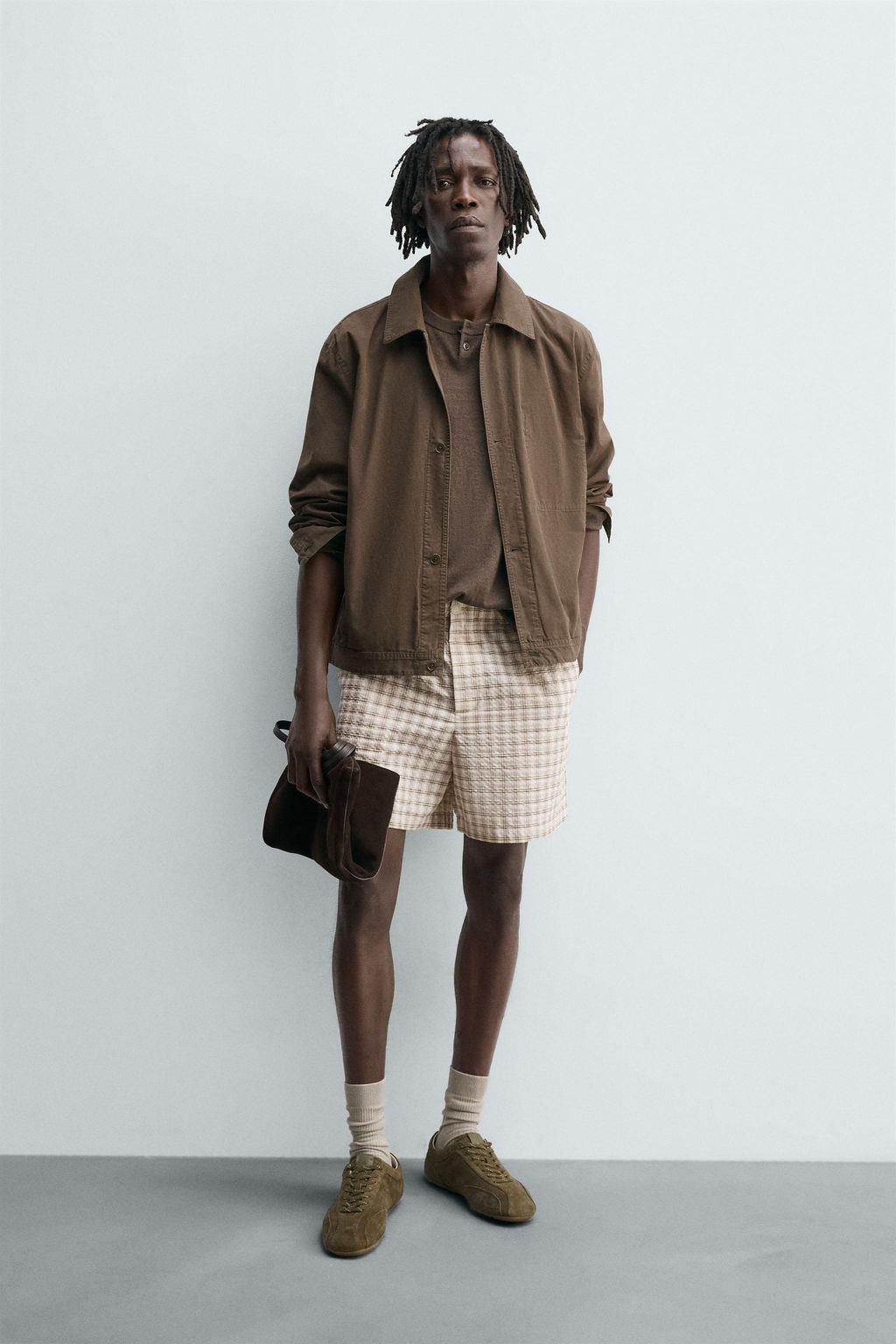 TEXTURED CHECK BERMUDA SHORTS