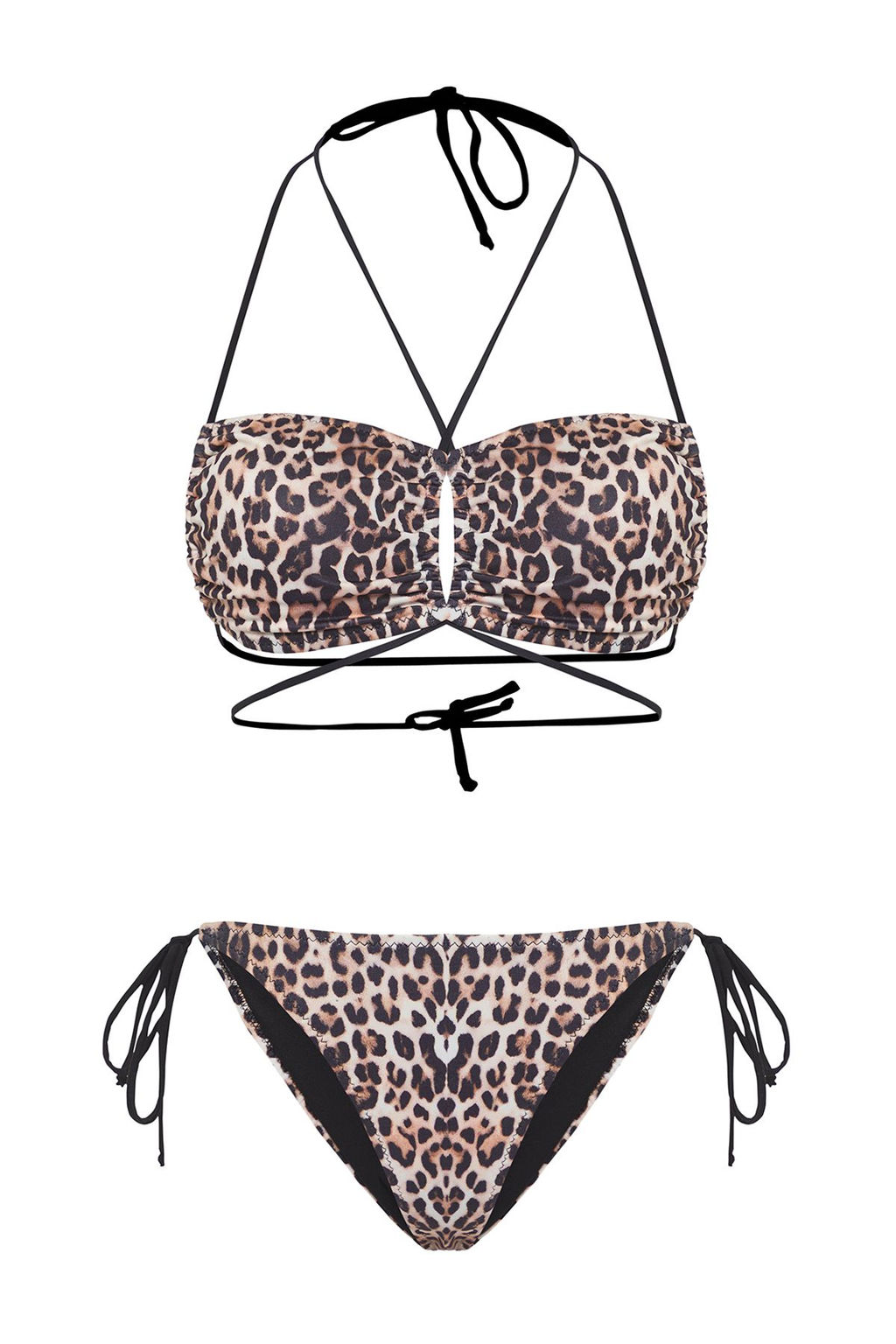 TRENDYOLMILLA Leopar Desenli Bralette Cut Out/Pencereli Regular Bikini Tak?m? TBESS25BT00022  фото 6