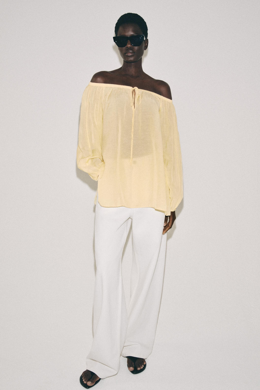 BLUSA CON LINO ZW COLLECTION / Amarillo pastel - Zara фото 4