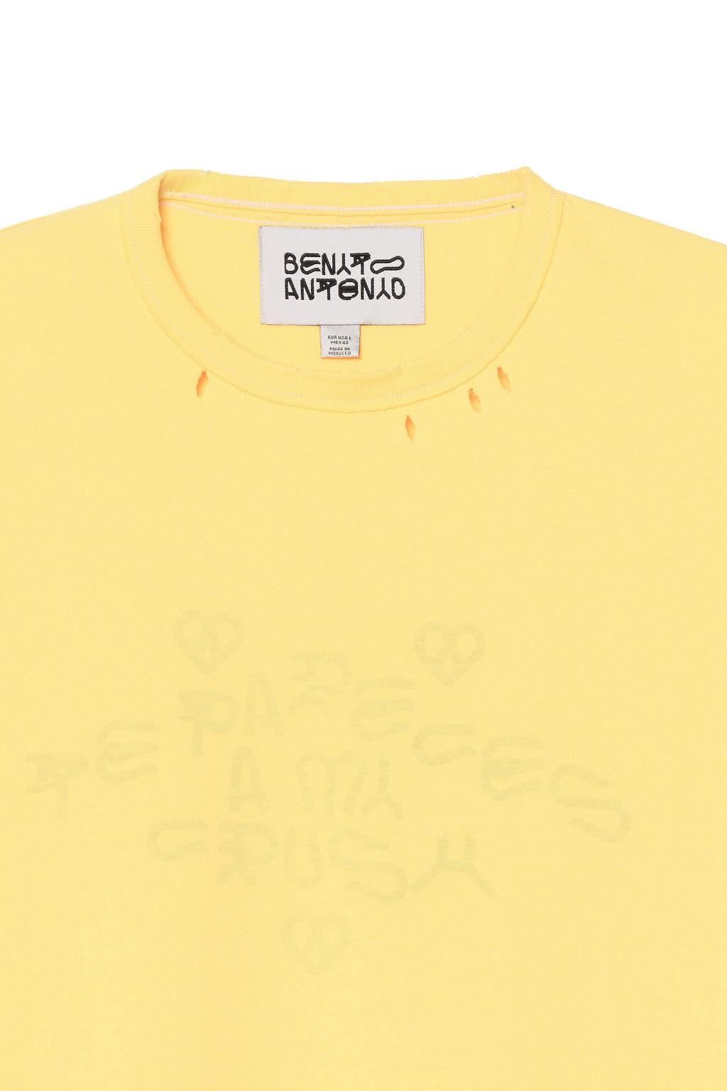 CAMISETA EFECTO REV?S TEXTO LAVADO CRUSH / Amarillo