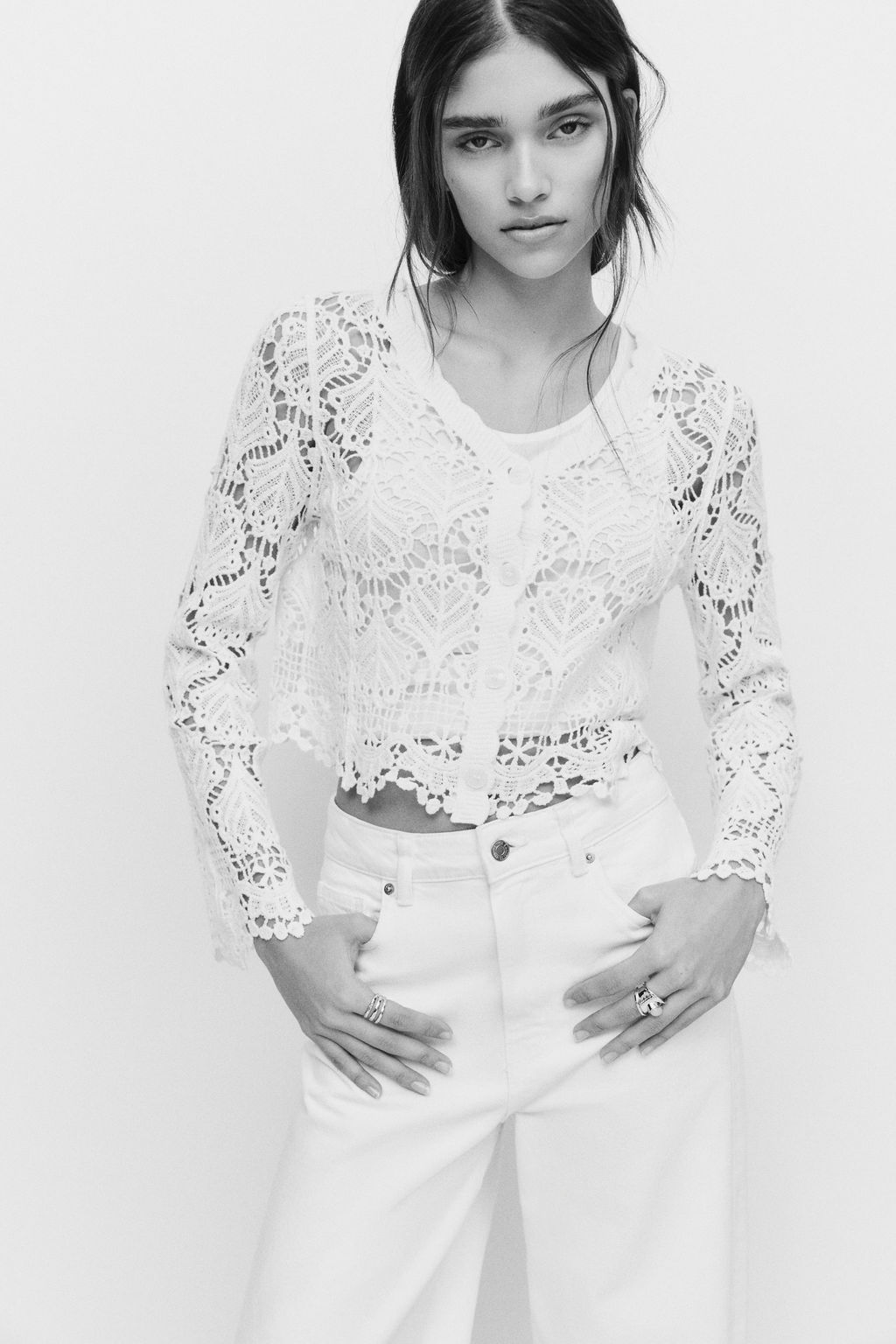 C?rdigan de algod?n efecto crochet - H&m фото 2