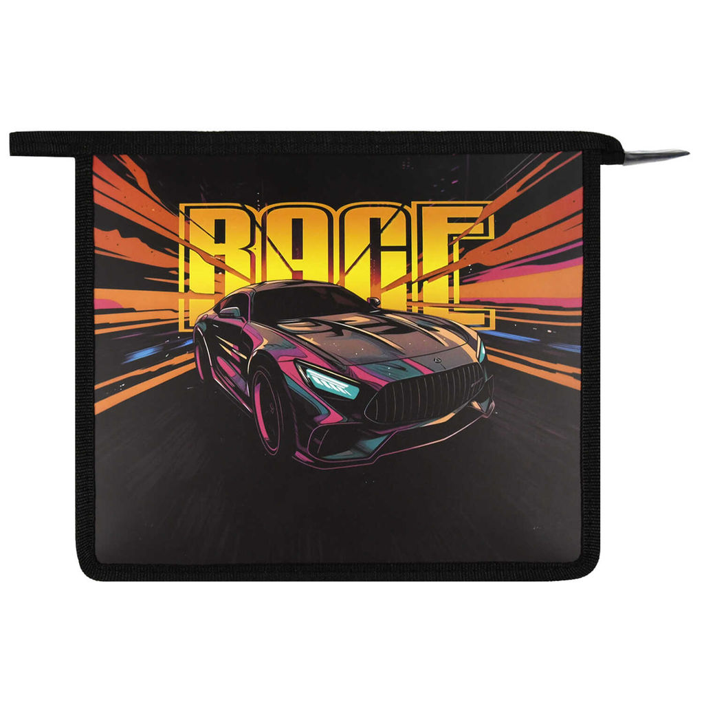 Папка для школьных тетрадей пластиковая Феникс+, арт. 69300/ 12 ГОНКА (полипропилен, формат А5, 23.3x20х6.5 см, 1 отделение (-я), молния, дно с расширением, УФ-печать)