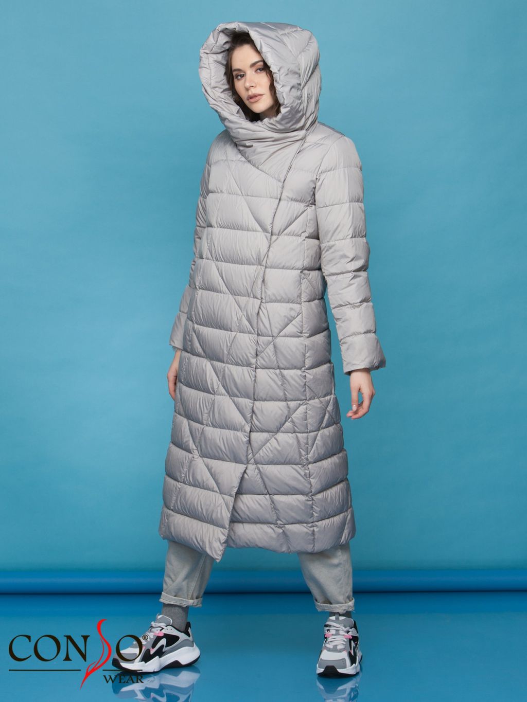 Conso / WDL 200504 - light grey Пальто пуховое женское  фото 5