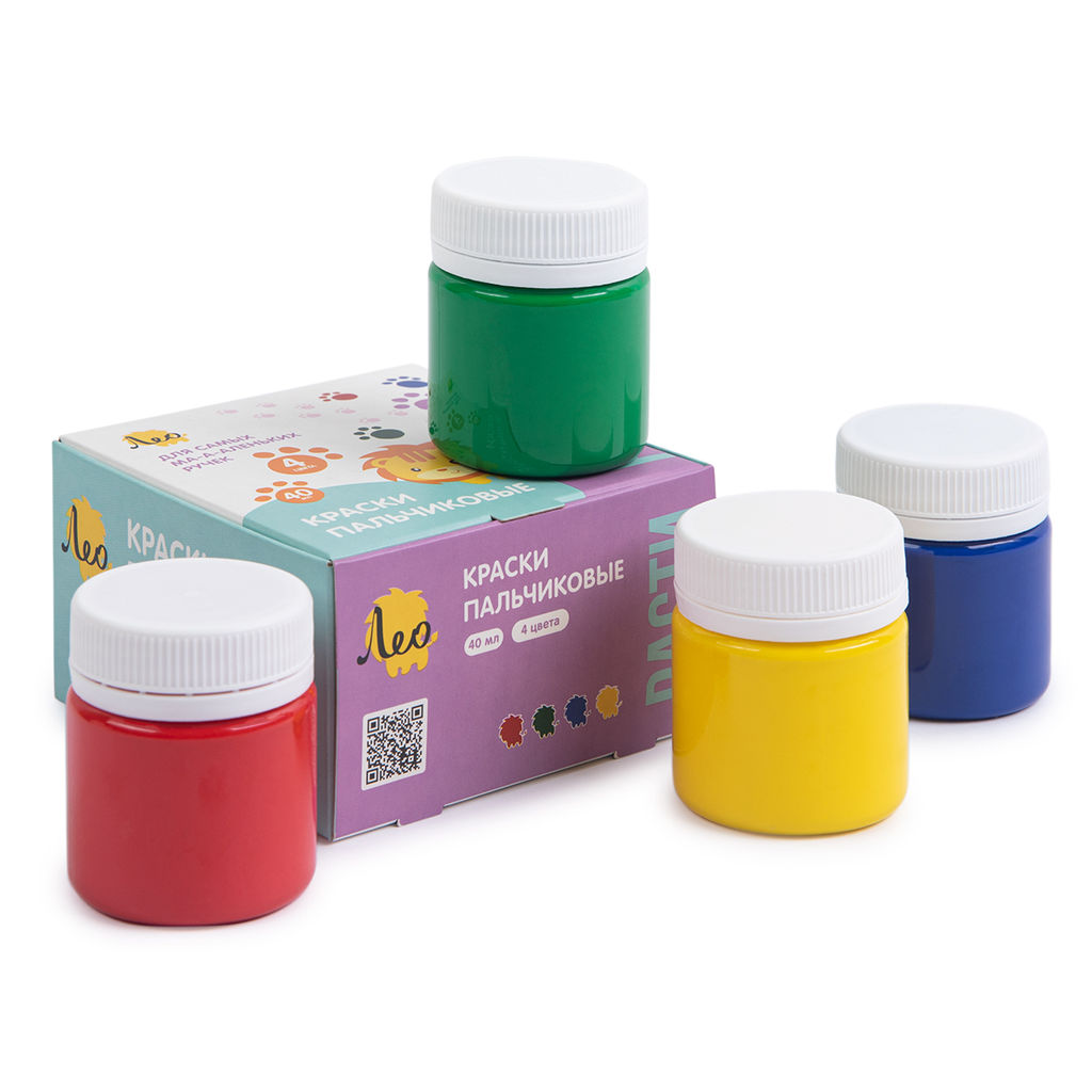 Краска пальчиковая Лео Расти набор LGFP-0104 4 цв. х 40 мл  фото 5