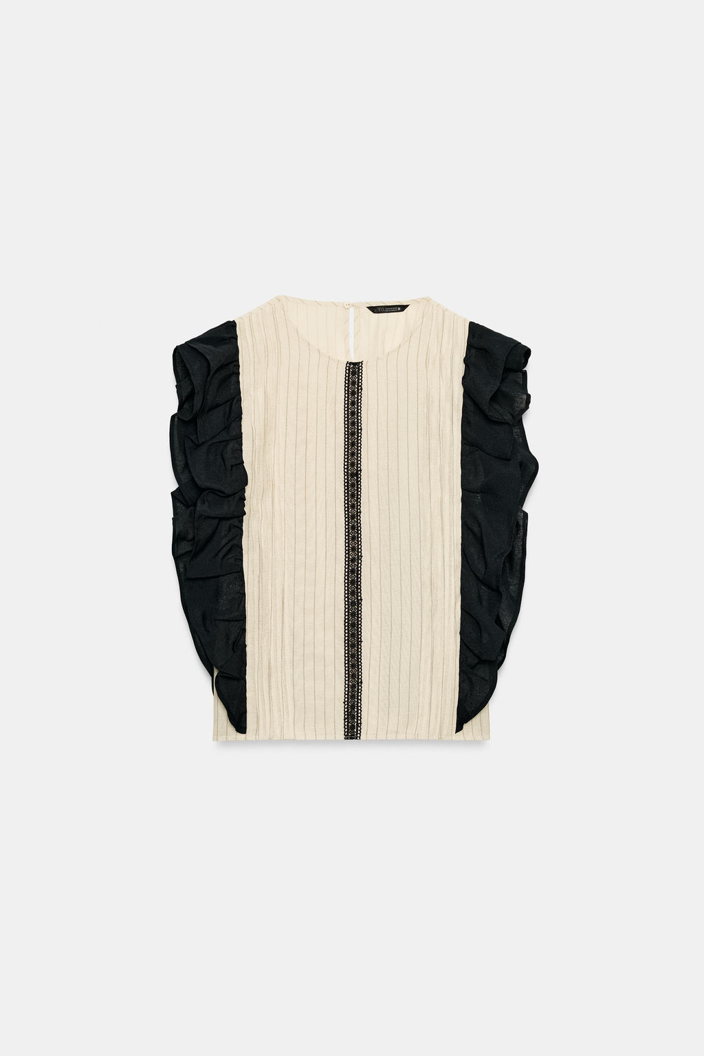 BLUSA RAYAS VOLANTES / Negro / Crudo - Zara фото 6