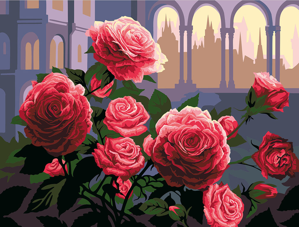 ФРЕЯ PNB/PMC-208 Набор для раскрашивания по номерам ( цветной холст ) 40 х 30 см Мистические розы