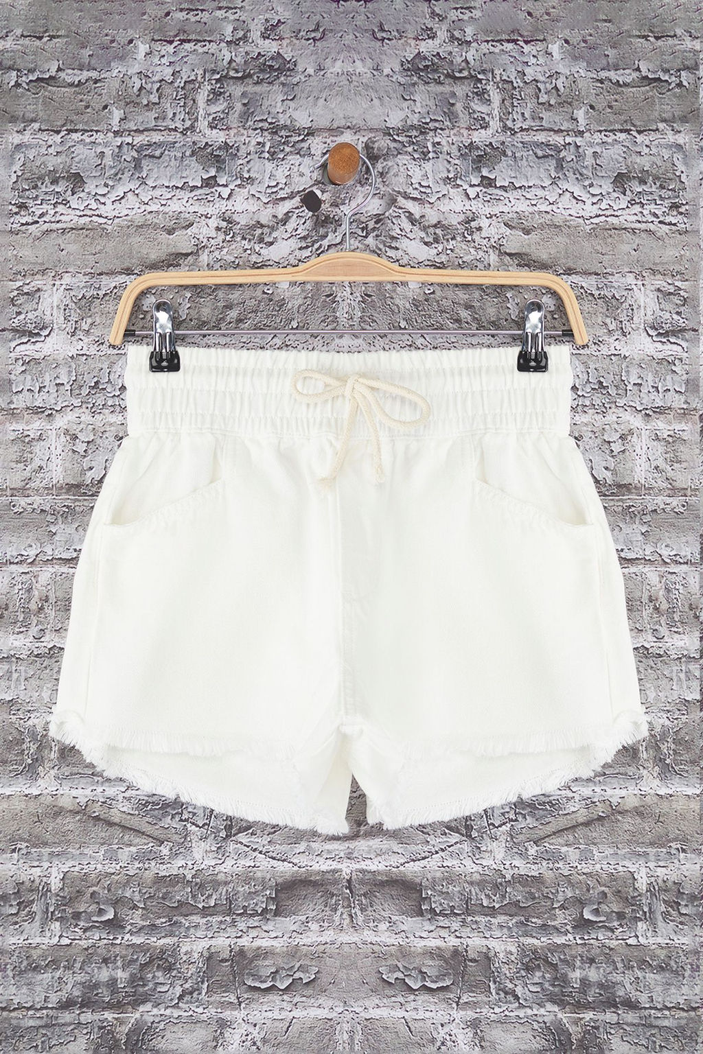 TRENDYOLMILLA Beyaz Yuksek Bel Baglamal? Mini Denim Sort TWOSS25SR00156  фото 5