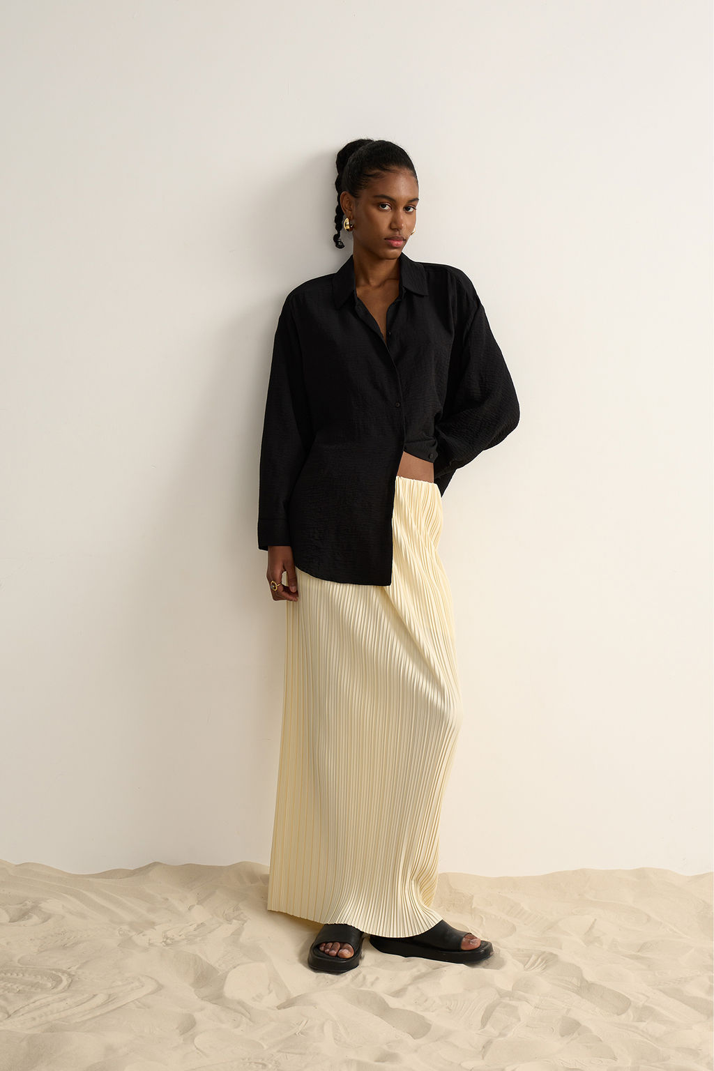 Рубашка оверсайз из жатого хлопка - Mollis фото 2