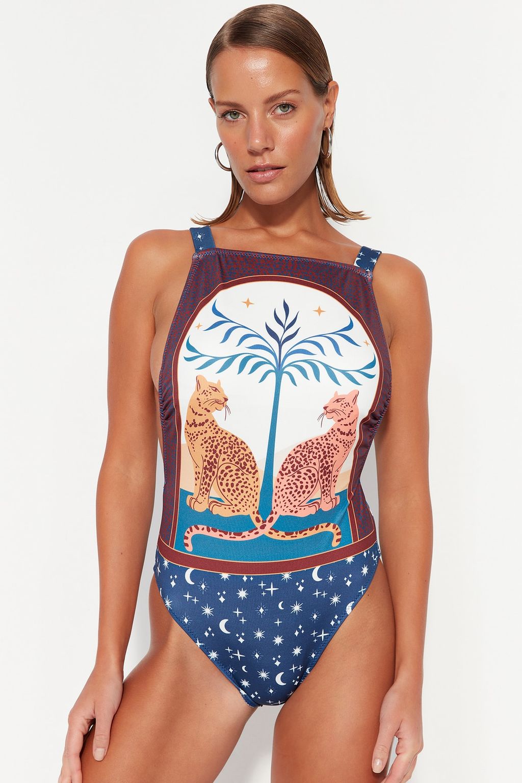 Leopar Desenli Halter Yaka Normal Paca Mayo TBESS23MA00345 - Trendyolmilla фото 2