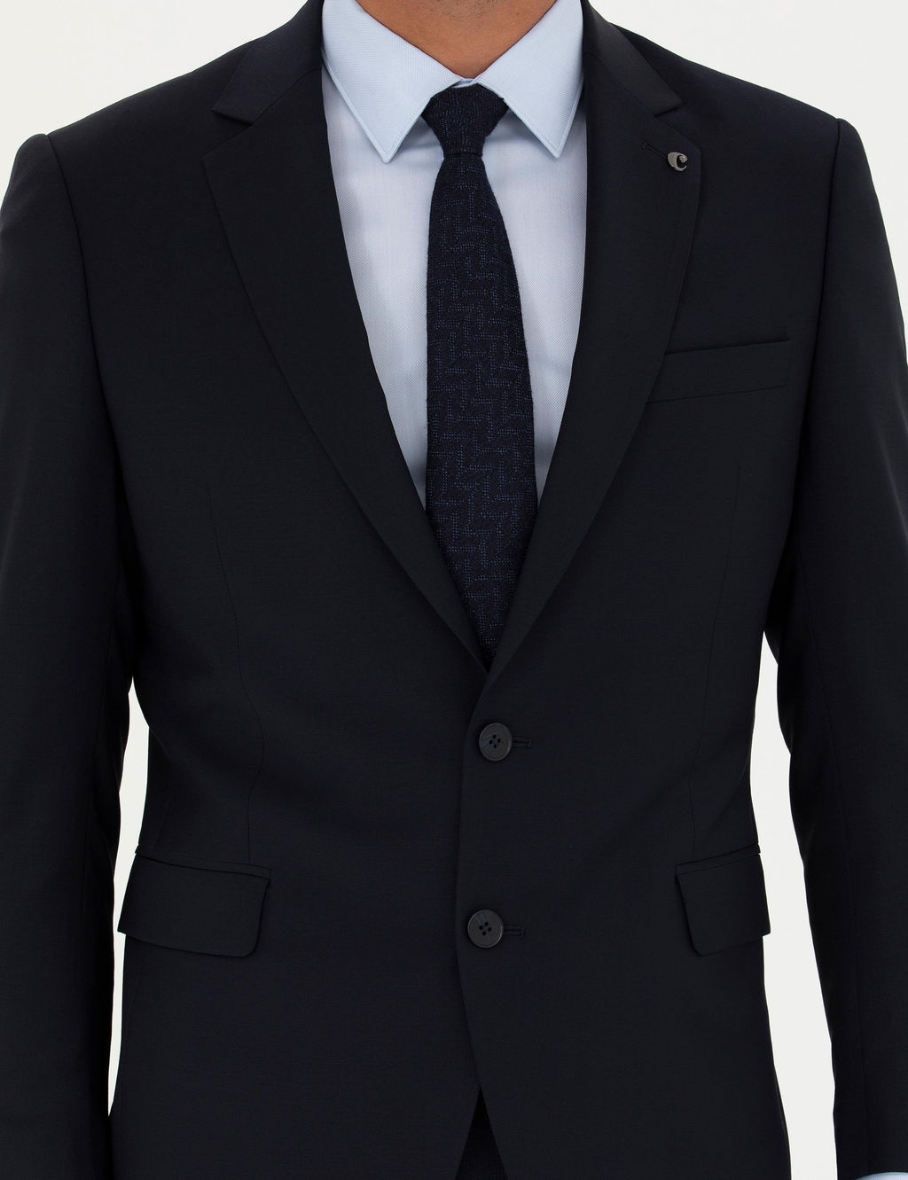 Классическая куртка приталенного кроя из смесовой шерсти темно-синего цвета - Cacharel фото 6