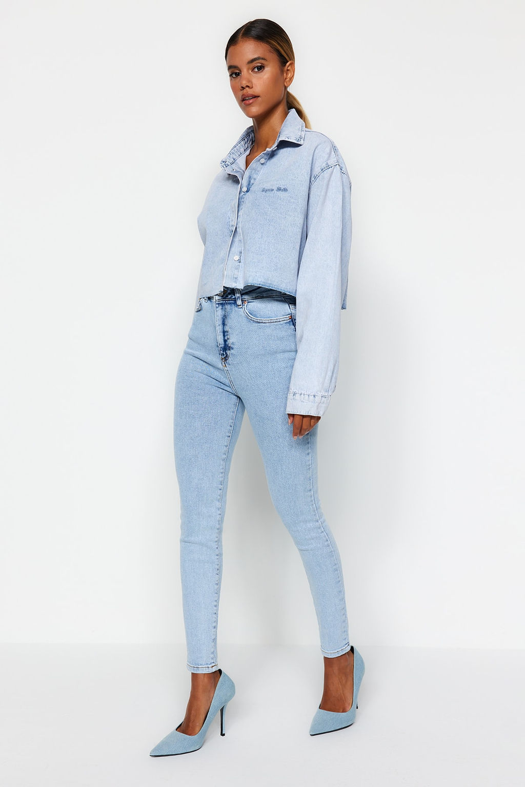 Ac?k Mavi Yuksek Bel Skinny Jeans TWOSS23JE00072 - Trendyolmilla фото 3