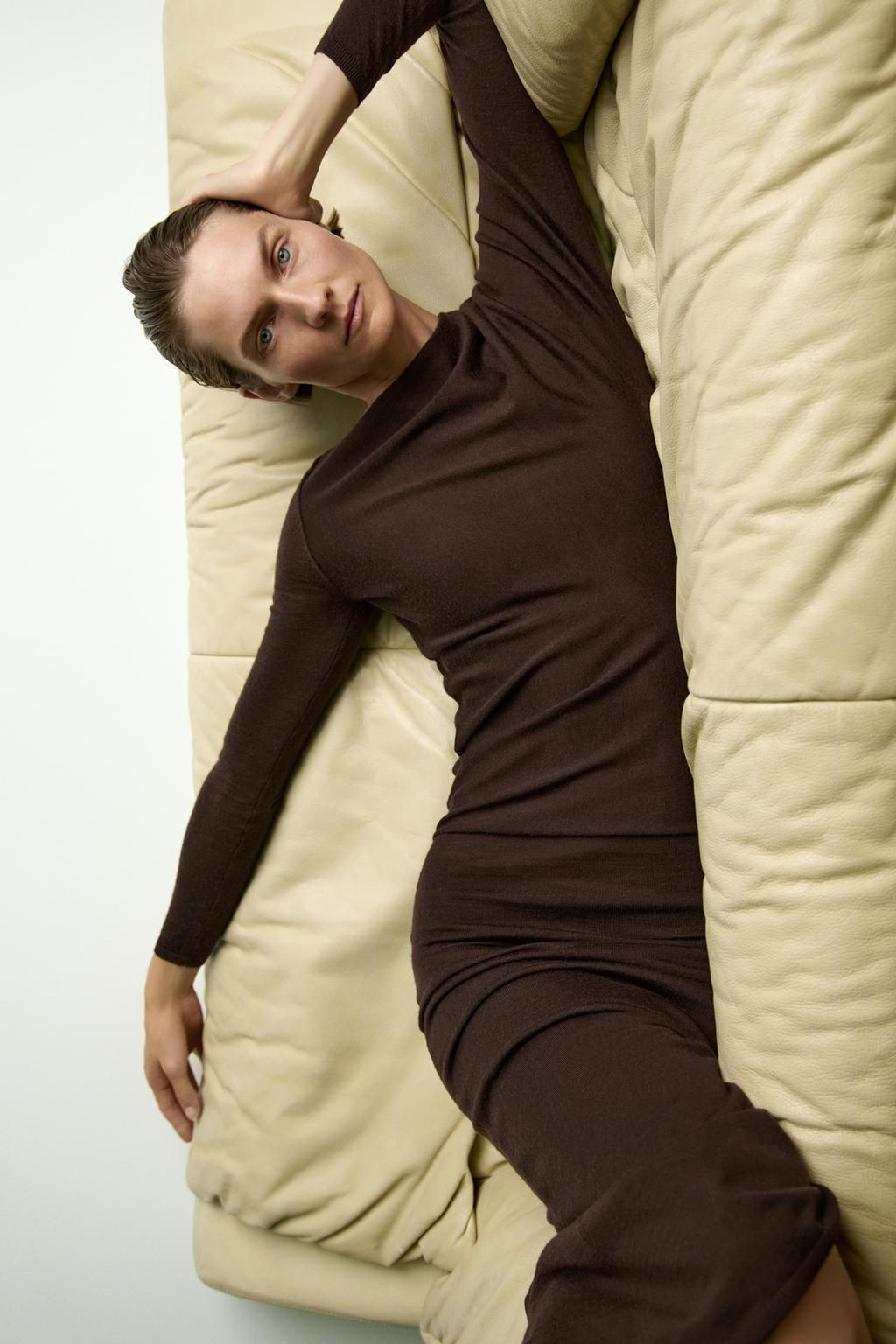 100% WOOL MIDI DRESS - Zara фото 6