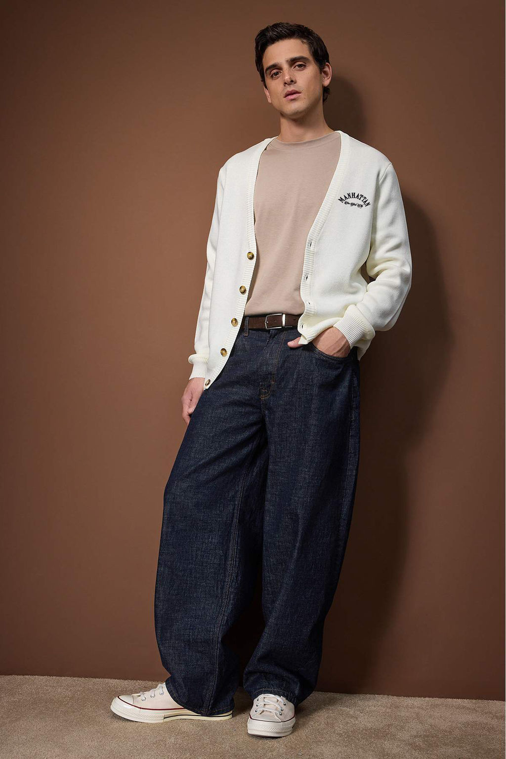 Ekru Oversize V Yaka Duz H?rka TMNAW26HI00000 - Trendyolmilla фото 2