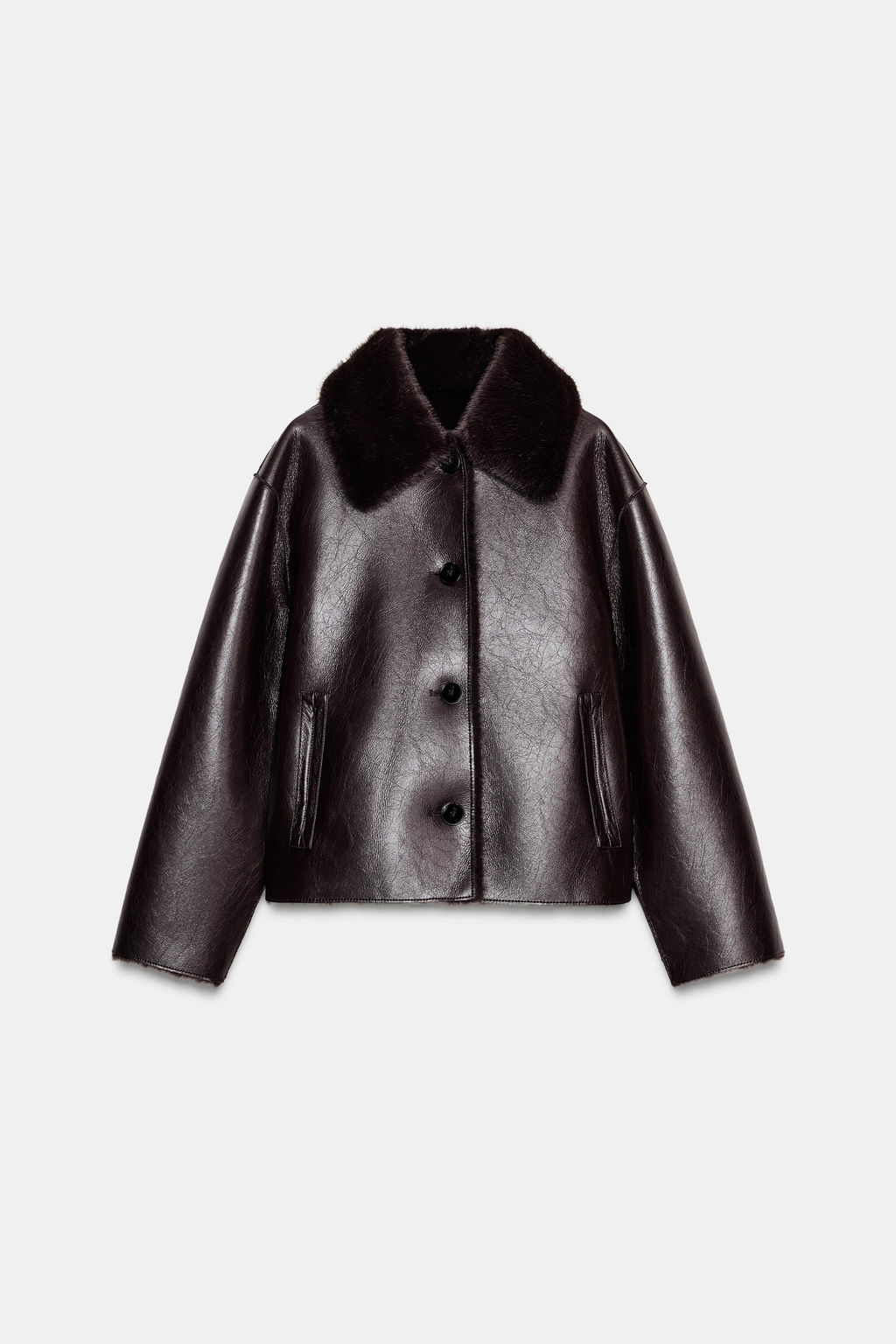 REVERSIBLE DOUBLE-FACED FAUX LEATHER JACKET - Zara фото 10