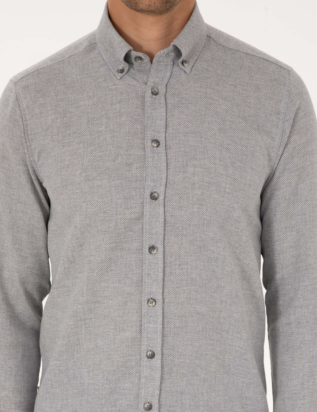 Gri Slim Fit Uzun Kollu G_mlek