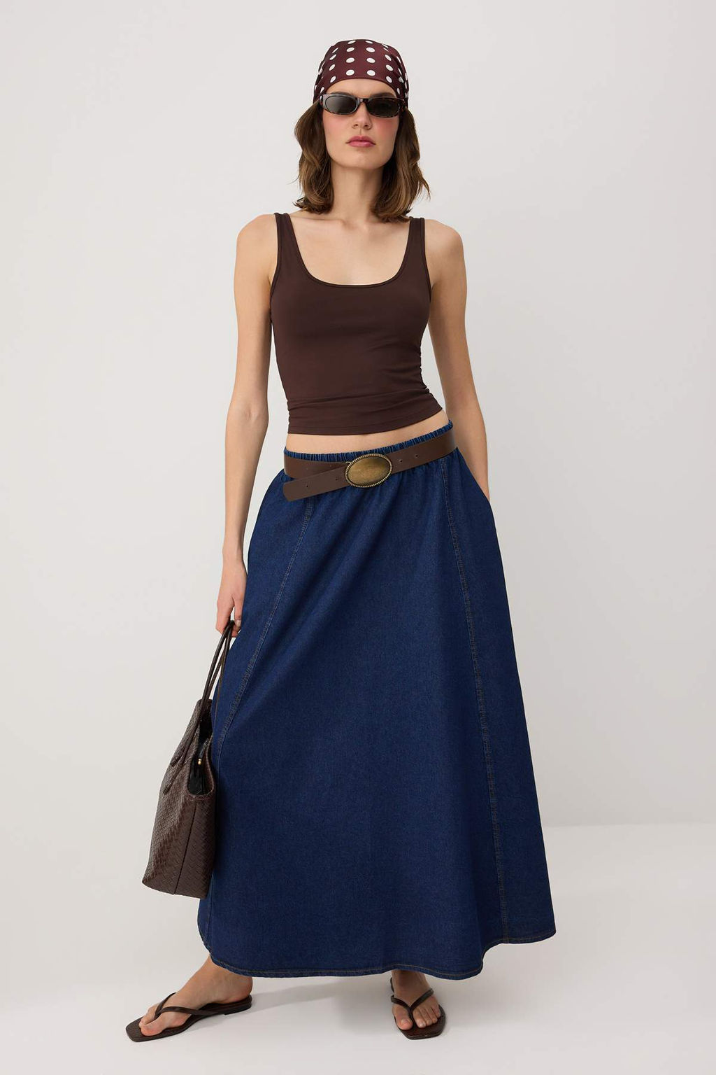 Mavi Volanl? Maxi Denim Etek TWOSS26ET00202 - Trendyolmilla фото 5