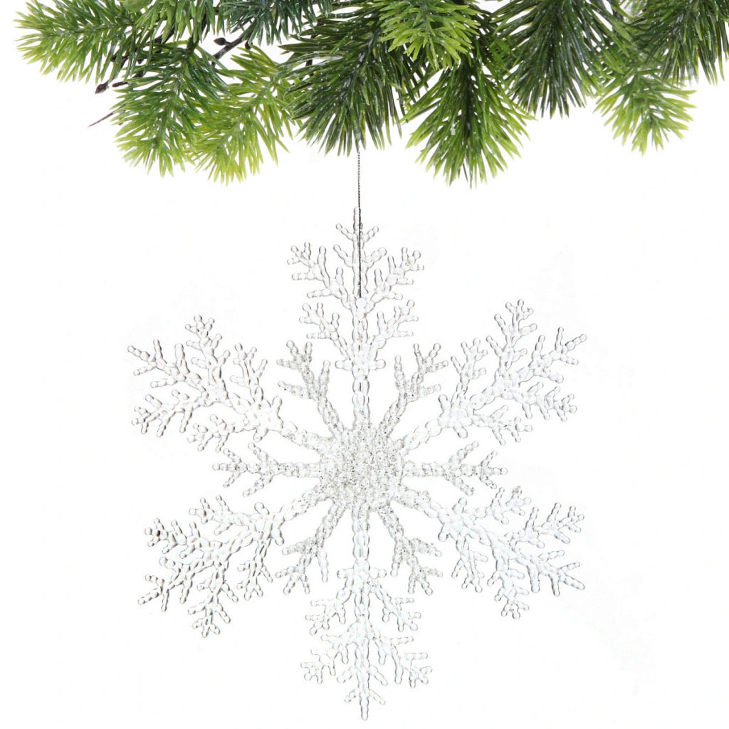 Подвеска новогодняя "Сияющая снежинка" 32 см, Белый