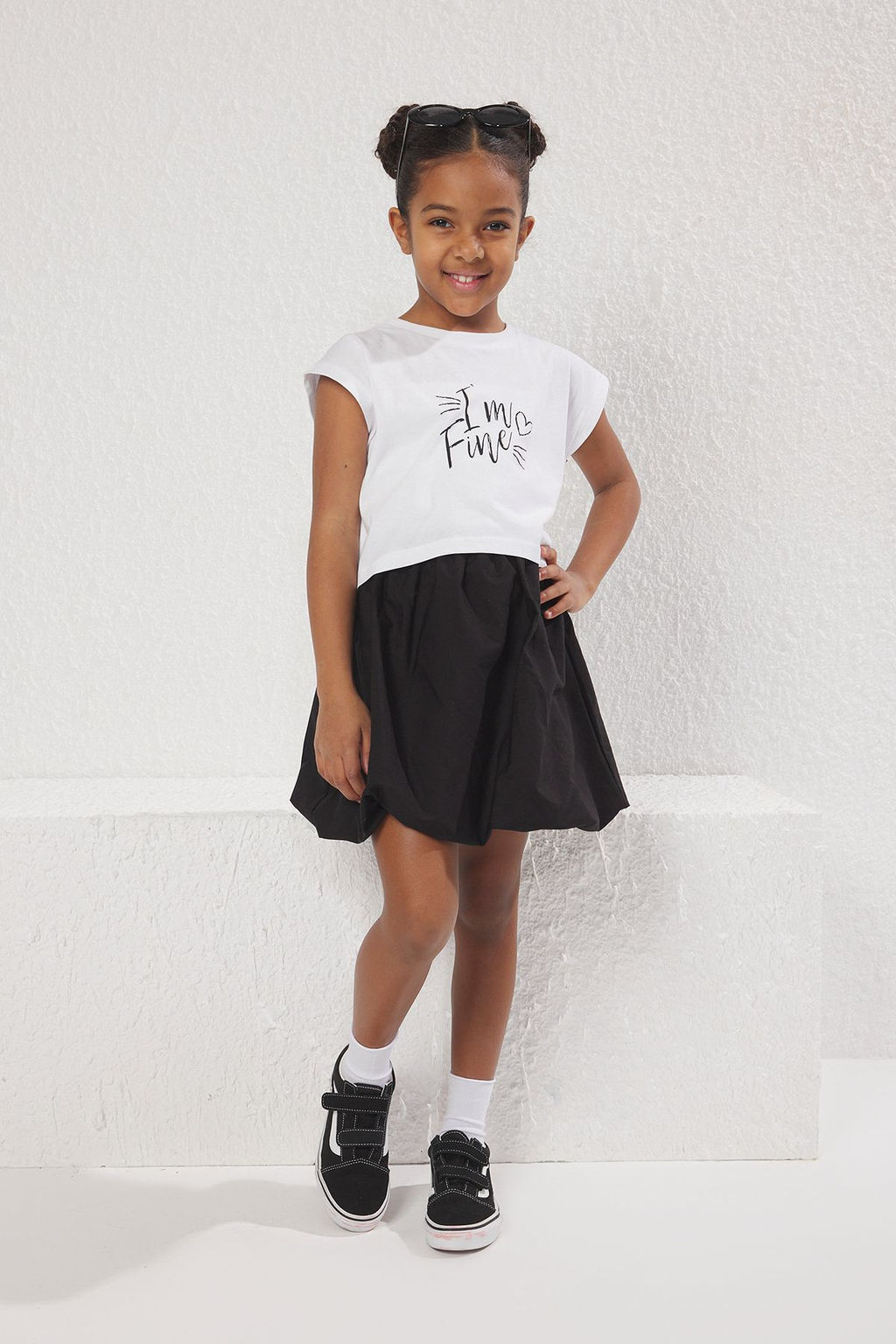 Siyah K?z Cocuk Mini Boy Beli Lastikli Dokuma Balon Fit Etek TKDSS25ET00002