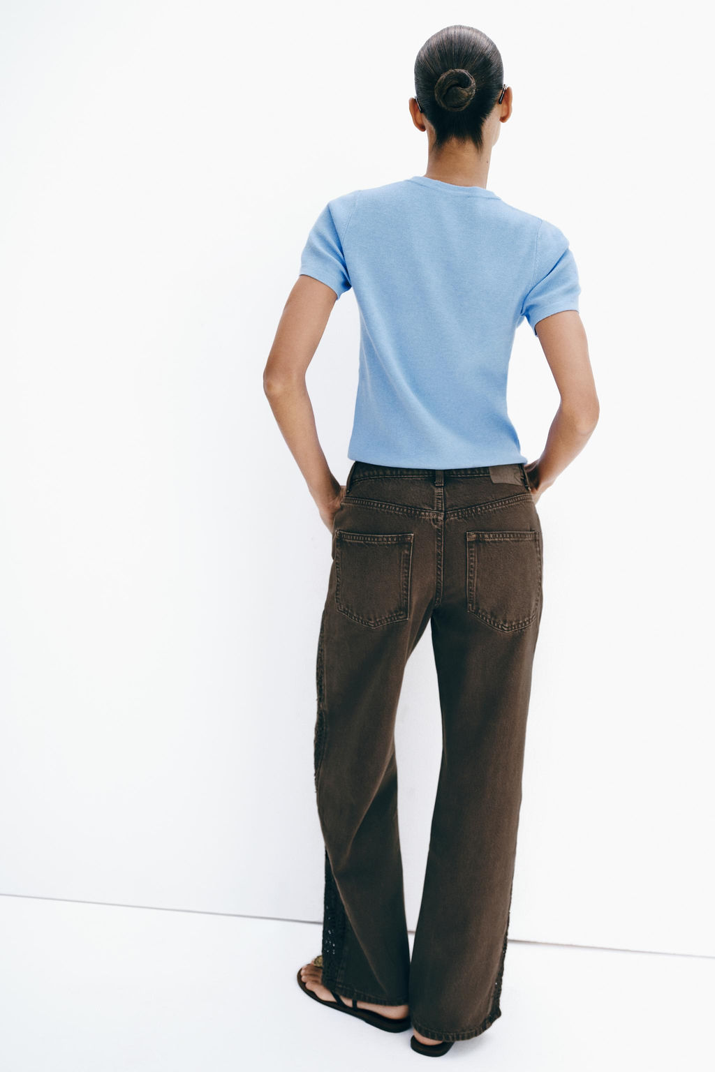 JEANS Z1975 LOOSE TIRO MEDIO COMBINADO CROCHET / Marr?n - Zara фото 5