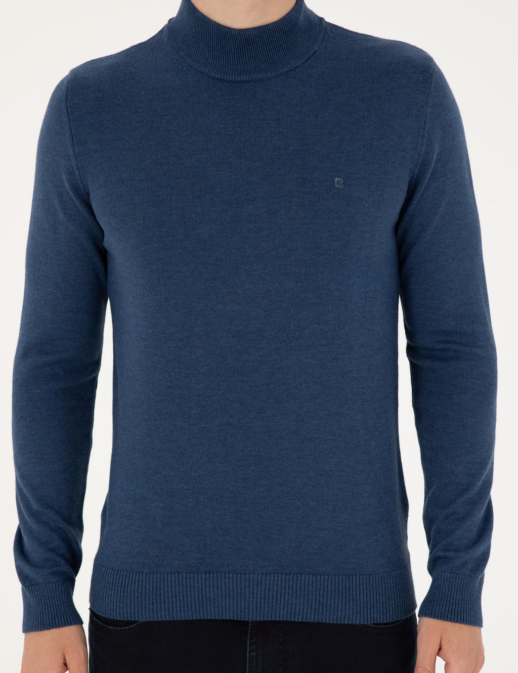 _ndigo Melanj Slim Fit Yar_m Bal_k__ Yaka Basic Triko Kazak - Pierre cardin фото 6