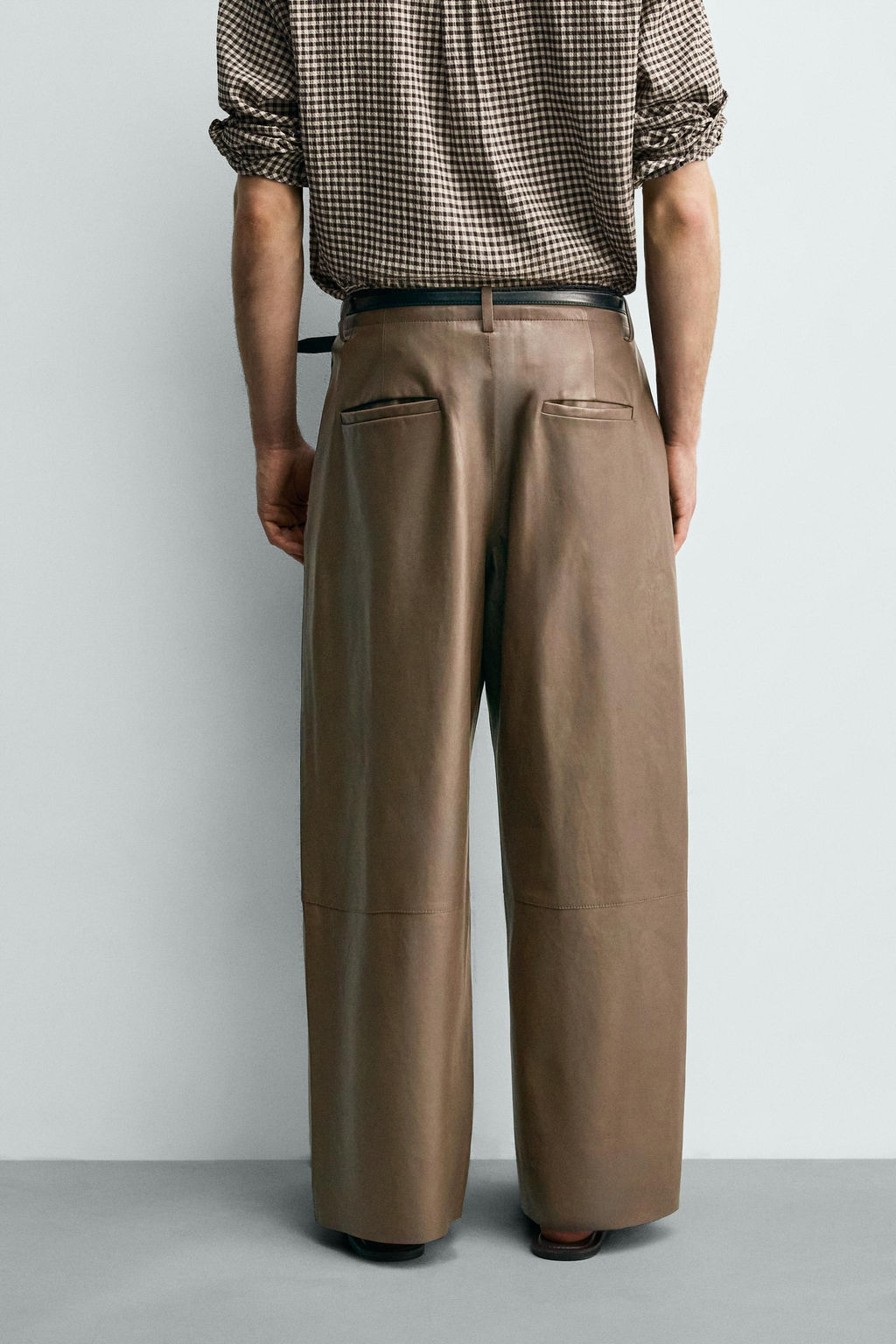 PANTAL?N BALLOON FIT PIEL / Beige - Zara фото 13