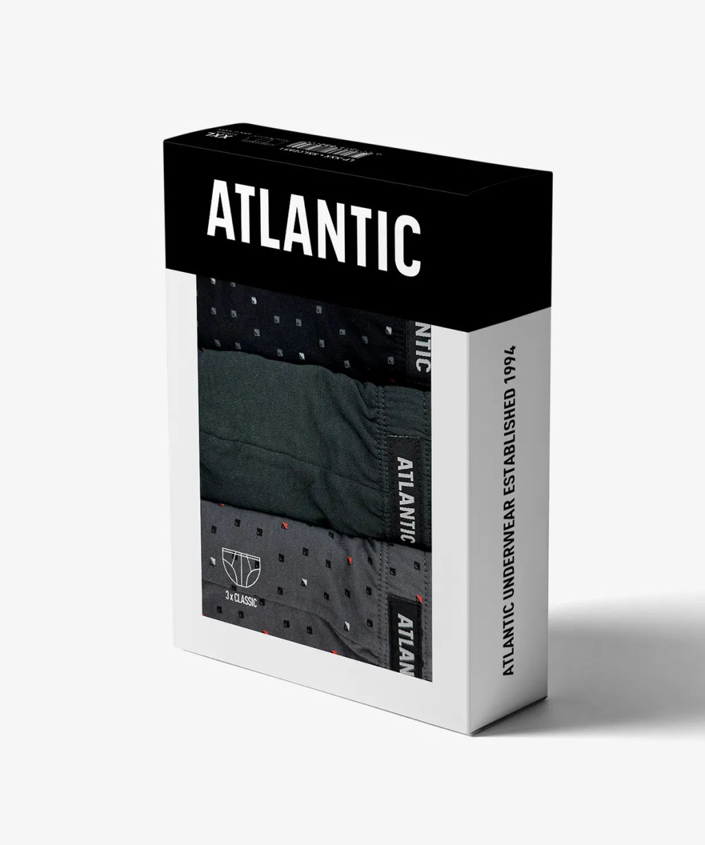 ATLANTIC 3MP-101/06 Трусы классика Print 1 - набор 3 шт. черный + темный хаки + хаки  фото 7