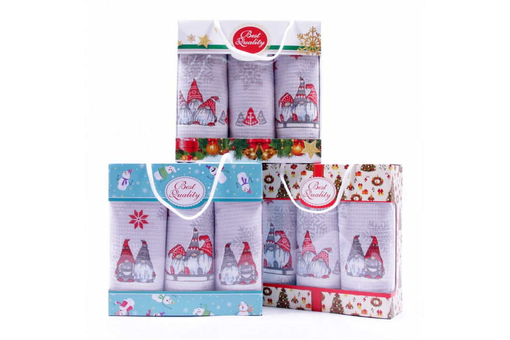 Набор вафельных полотенец 40х75 (3 шт.) в сумочке ПВ 483 тдл (10426/1)