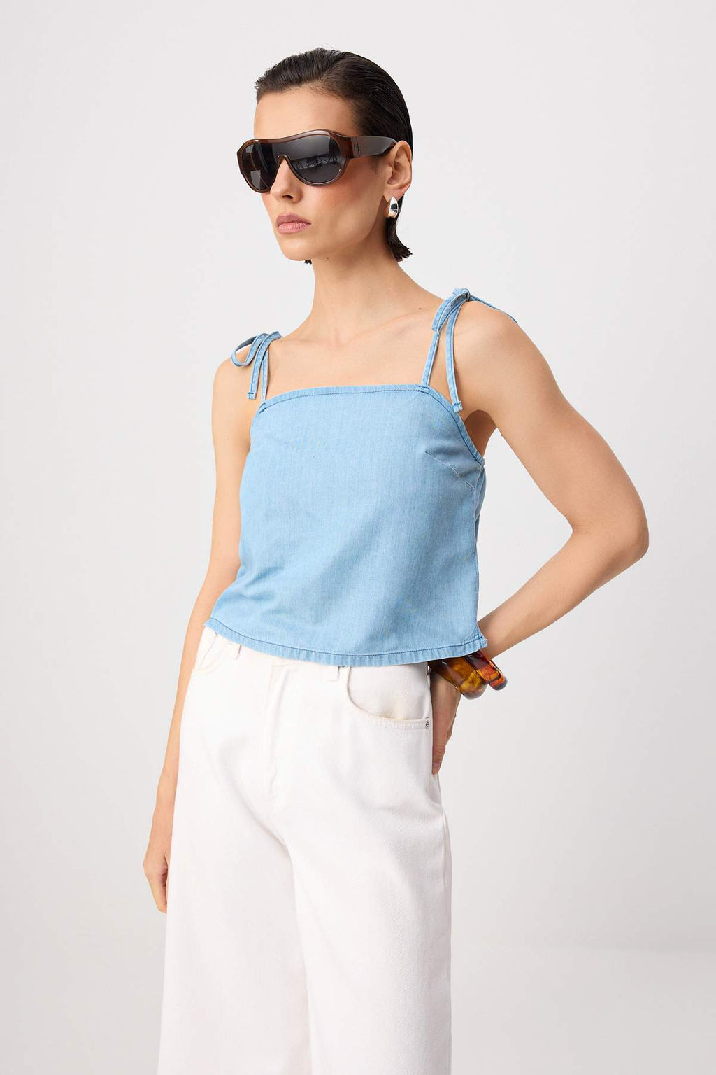 A__k Mavi %100 Tencel Ask_l_ Denim Bluz TWOSS26BZ00934