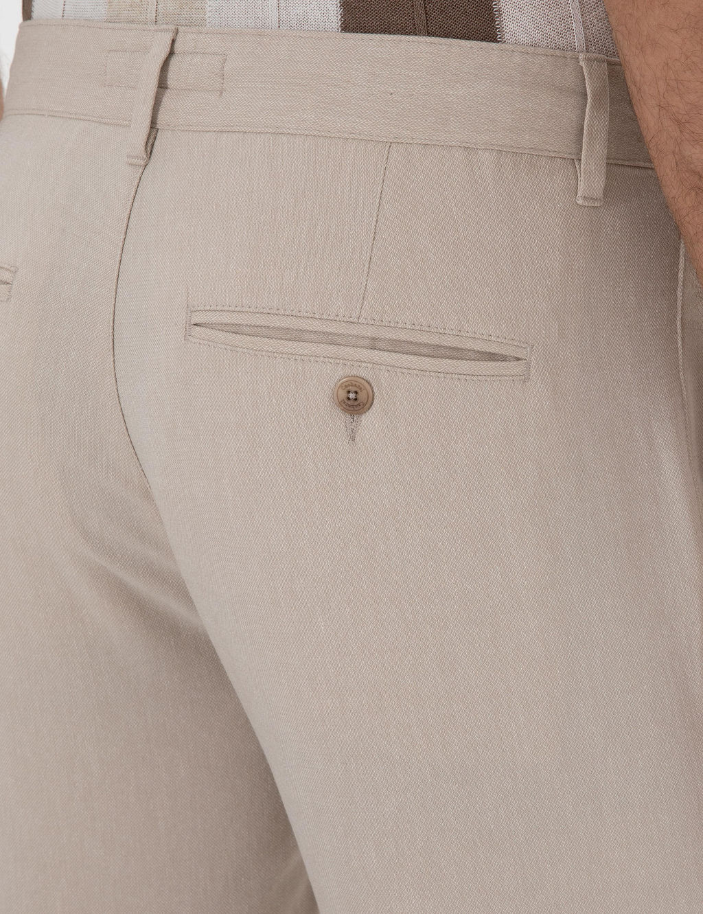 Bej Slim Fit Keten Kar___ml_ Beli Ba_c_kl_ Kanvas Pantolon - Cacharel фото 6
