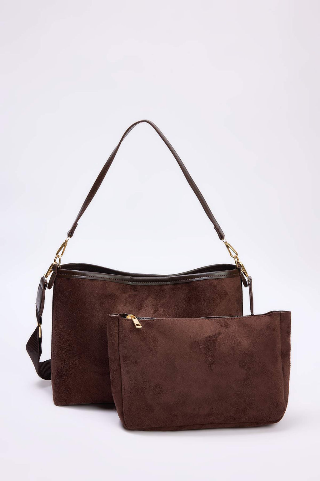 Kahverengi Suet Yavrulu Kad?n Midi Omuz Cantas? TAKAW26OC00076